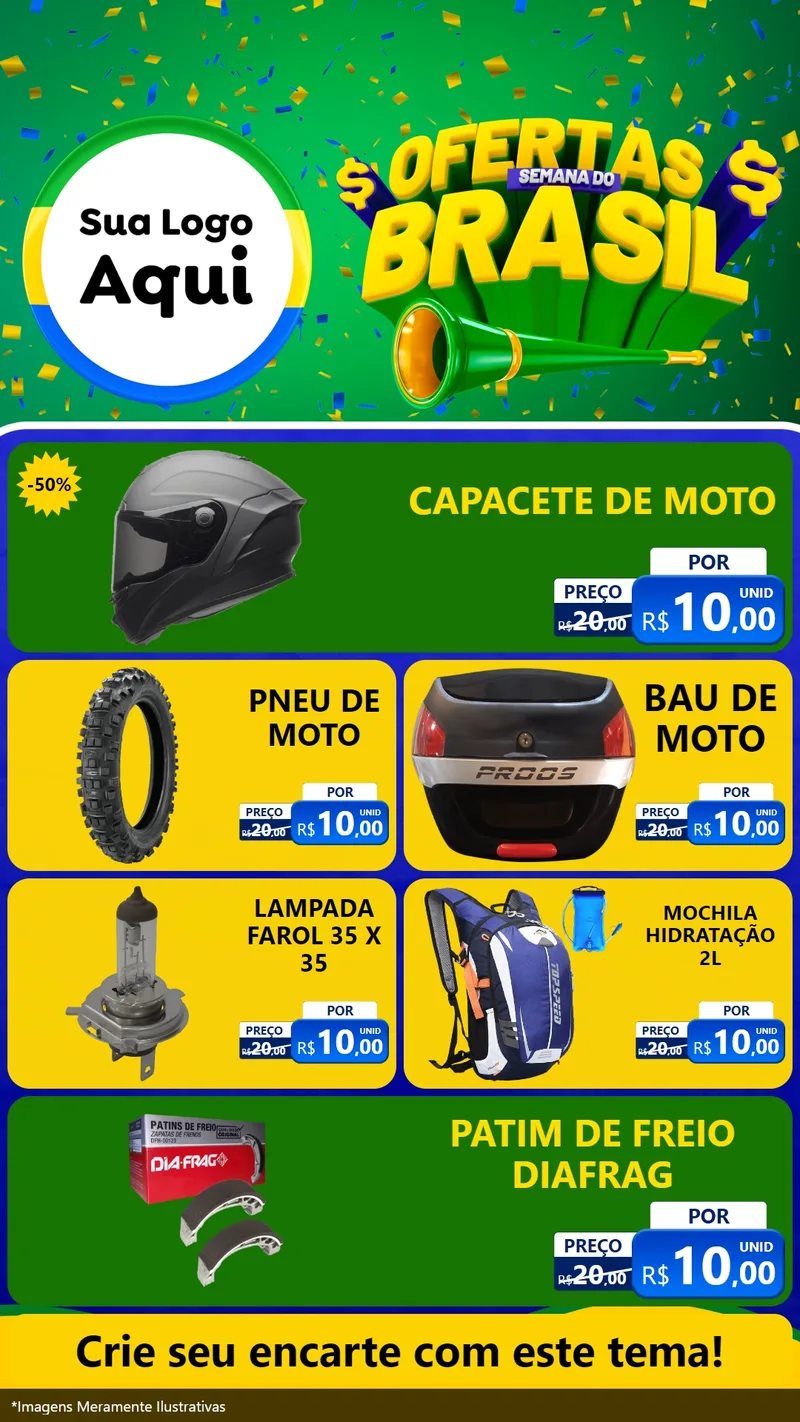 Modelo de TV para TV Vertical com o tema Ofertas Semana do Brasil para Moto peças