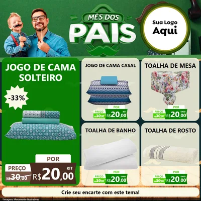 Modelo de Rede Social para Feed Facebook com o tema Mês dos Pais para Cama, Mesa e Banho