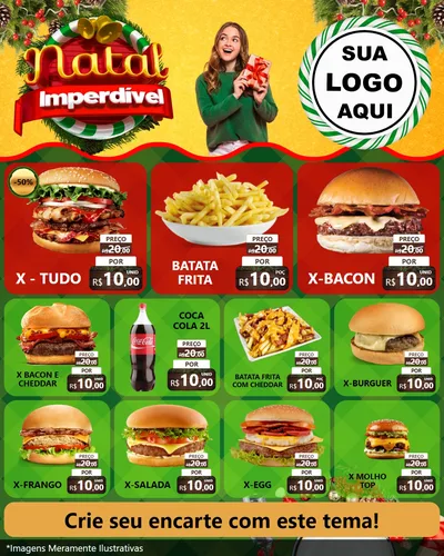 Modelo de Rede Social para Feed Instagram com o tema Natal Imperdível para Hamburgueria