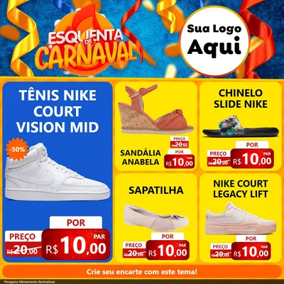 Modelo de Rede Social para Feed Facebook com o tema Esquenta de Carnaval para Calçados