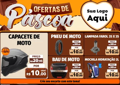 Modelo de Encarte para Encarte A4 Horizontal com o tema Ofertas de Páscoa para Moto peças