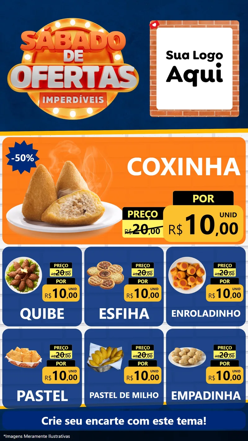 Modelo de Rede Social para Stories com o tema Sábado de Ofertas Imperdíveis para Salgadaria