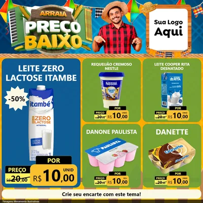 Modelo de Rede Social para Feed Facebook com o tema Arraiá de Preço Baixo - Junina para Frios e Laticínios