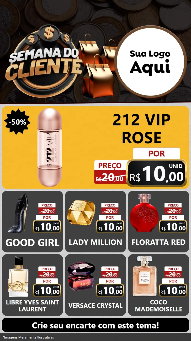 Modelo de Rede Social para Stories com o tema Semana do Cliente para Perfumes