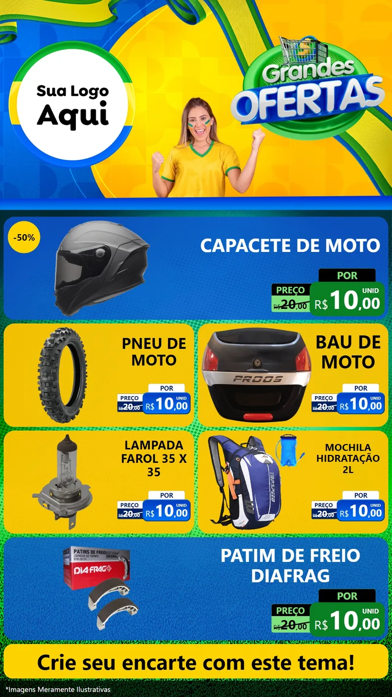 Modelo de TV para TV Vertical com o tema Grandes Ofertas para Moto peças