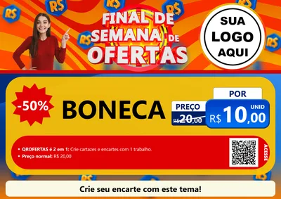 Modelo de Cartaz para Cartaz A4 Horizontal com o tema Final de Semana de Ofertas para Brinquedos