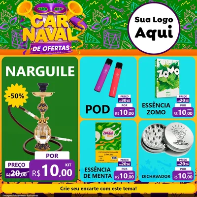 Modelo de Rede Social para Feed Facebook com o tema Carnaval de Ofertas para Tabacaria