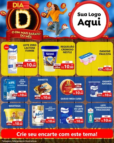 Modelo de Rede Social para Feed Instagram com o tema Dia D - O Dia Mais Barato Do Mês para Frios e Laticínios