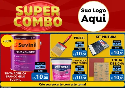 Modelo de Encarte para Encarte A4 Horizontal com o tema Super Combo para Tintas e Ferramentas