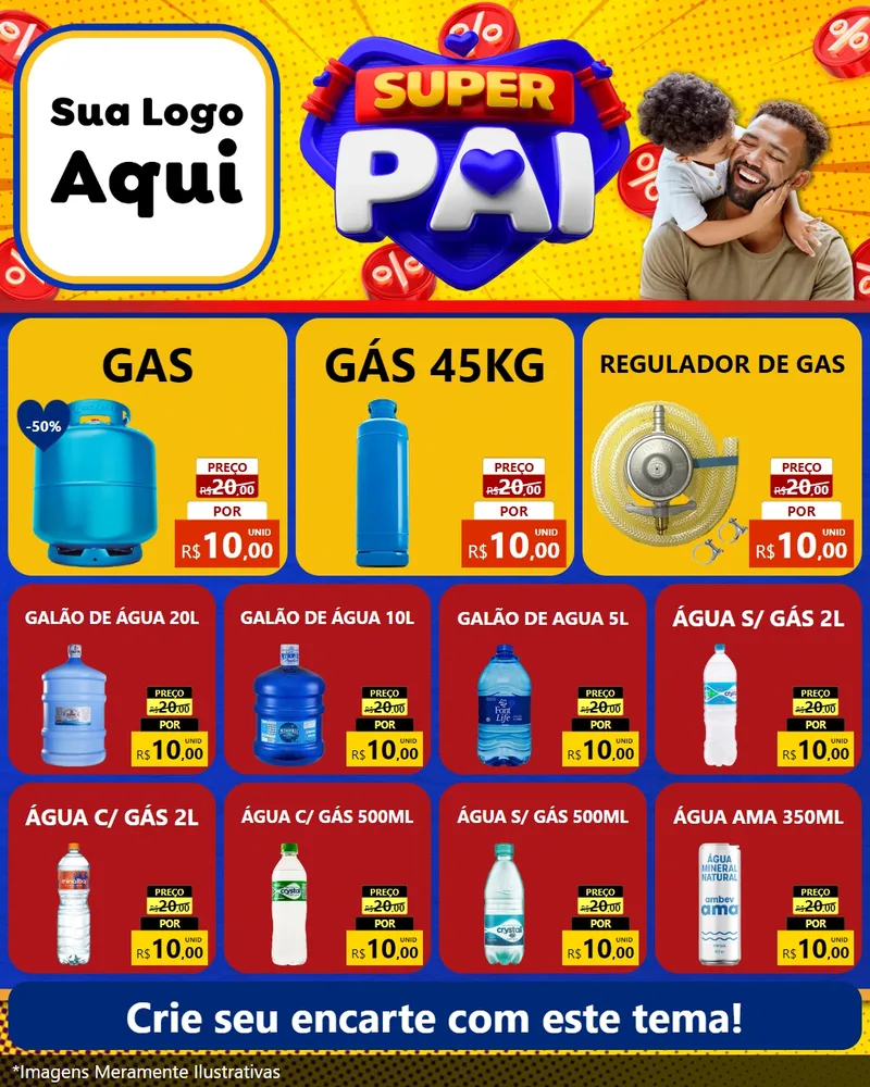 Modelo de Rede Social para Feed Instagram com o tema Super Pai para Água e gás