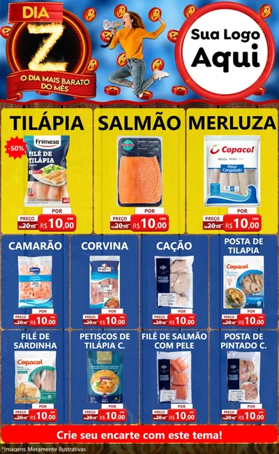 Modelo de Encarte para Encarte Grande com o tema Dia Z - O Dia Mais Barato Do Mês para Peixaria