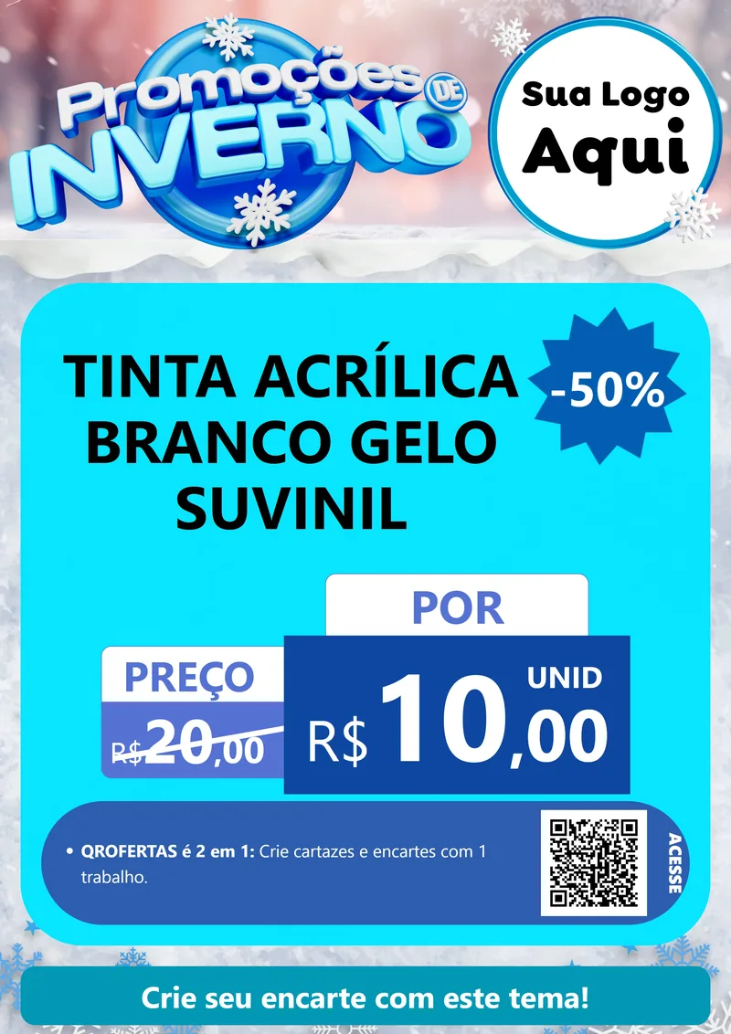 Modelo de Cartaz para Cartaz A4 Vertical com o tema Promoções de Inverno para Tintas e Ferramentas