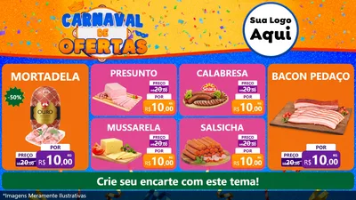 Modelo de TV para TV Horizontal com o tema Carnaval de Ofertas para Frios e Laticínios