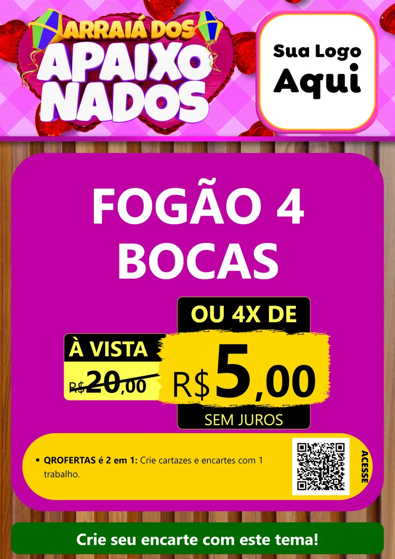 Modelo de Cartaz para Cartaz A4 Vertical com o tema Arraiá dos Apaixonados para Móveis e Eletro