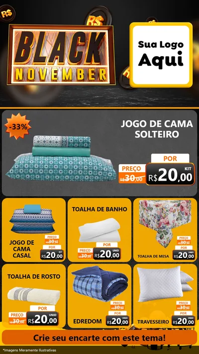Modelo de Rede Social para Stories com o tema Black November para Cama, Mesa e Banho