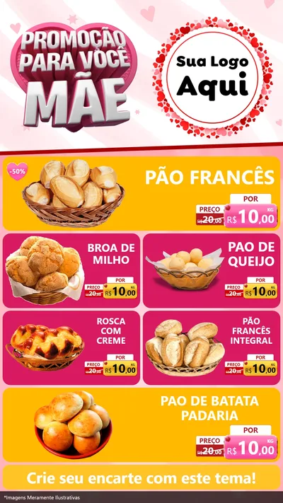 Modelo de TV para TV Vertical com o tema Promoção Para Você Mãe para Padaria