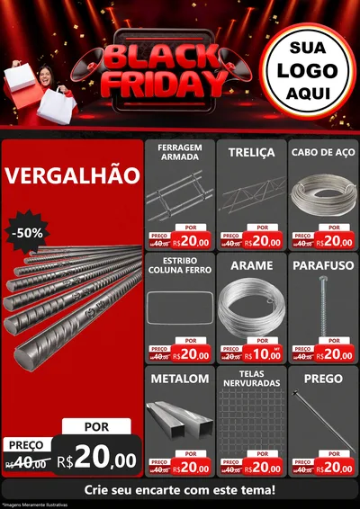 Modelo de Encarte para Encarte A4 Vertical com o tema Black Friday para Ferragens
