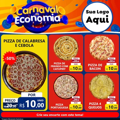 Modelo de Rede Social para Feed Facebook com o tema Carnaval da Economia para Pizzaria