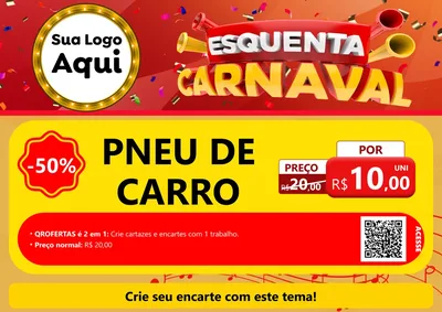 Modelo de Cartaz para Cartaz A4 Horizontal com o tema Esquenta Carnaval para Auto peças