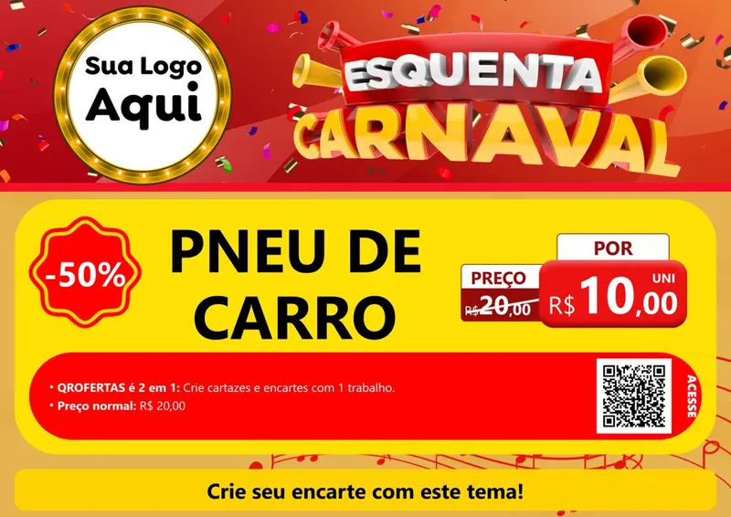 Modelo de Cartaz para Cartaz A4 Horizontal com o tema Esquenta Carnaval para Auto peças
