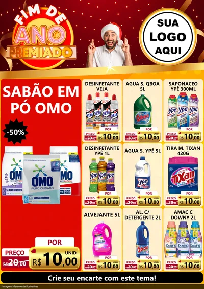 Modelo de Encarte para Encarte A4 Vertical com o tema Fim de Ano Premiado para Produtos de Limpeza