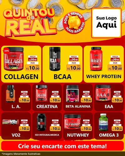 Modelo de Rede Social para Feed Instagram com o tema Quintou do Real para Suplementos alimentares