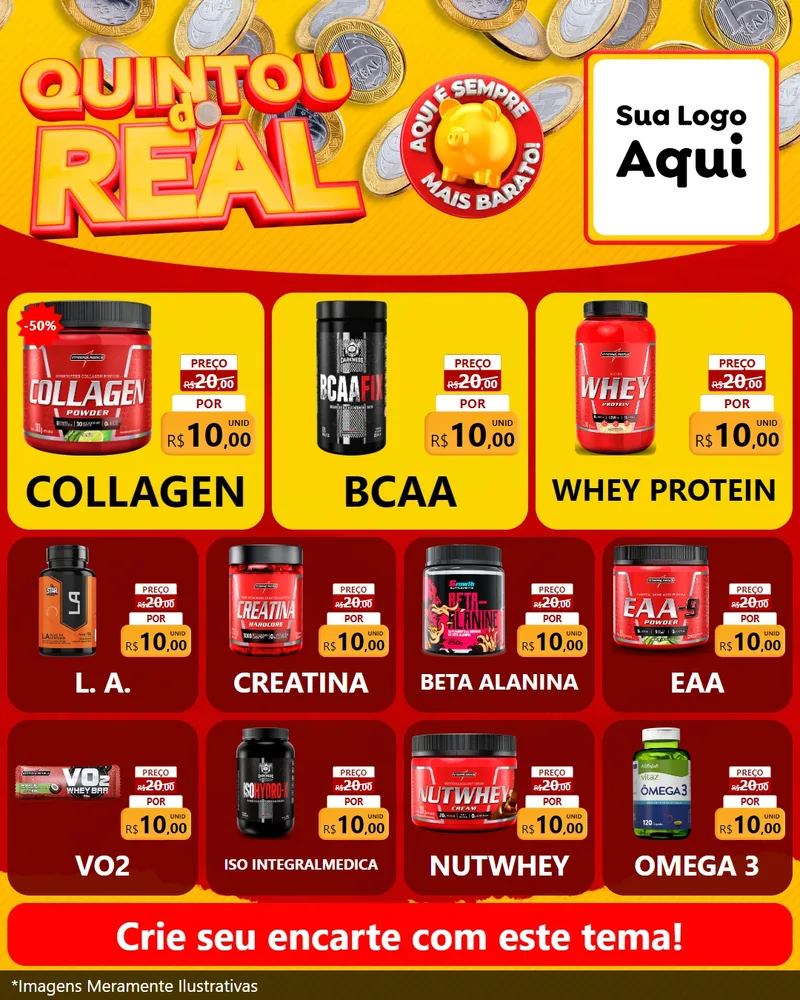 Modelo de Rede Social para Feed Instagram com o tema Quintou do Real para Suplementos alimentares
