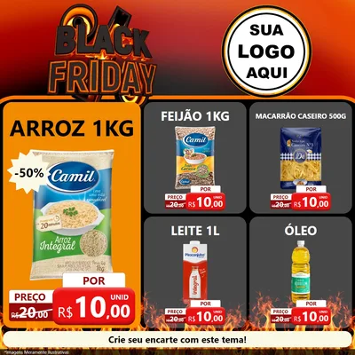 Modelo de Rede Social para Feed Facebook com o tema Black Friday para Supermercado