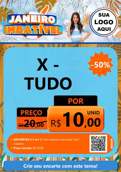 Modelo de Cartaz para Cartaz A4 Vertical com o tema Janeiro Imbatível para Hamburgueria