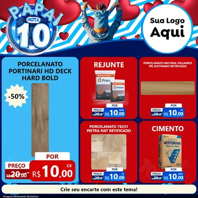 Modelo de Rede Social para Feed Facebook com o tema Papai Nota 10 para Pisos e revestimentos