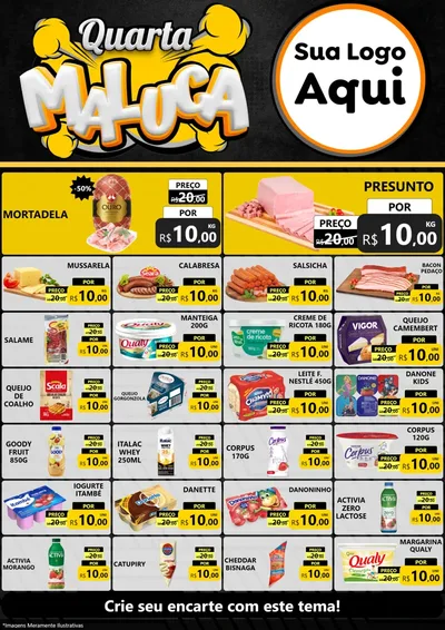 Modelo de Encarte para Encarte A4 Vertical com o tema Quarta Maluca para Frios e Laticínios