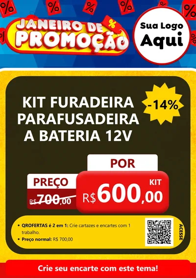 Modelo de Cartaz para Cartaz A4 Vertical com o tema Janeiro de Promoção para Maquinas e Ferramentas
