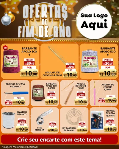 Modelo de Rede Social para Feed Instagram com o tema Ofertas de Fim de Ano para Armarinho e Aviamentos