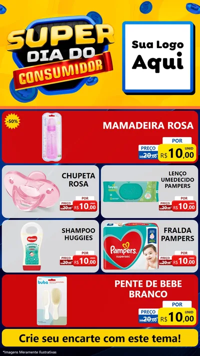 Modelo de TV para TV Vertical com o tema Super Dia do Consumidor para Bebês