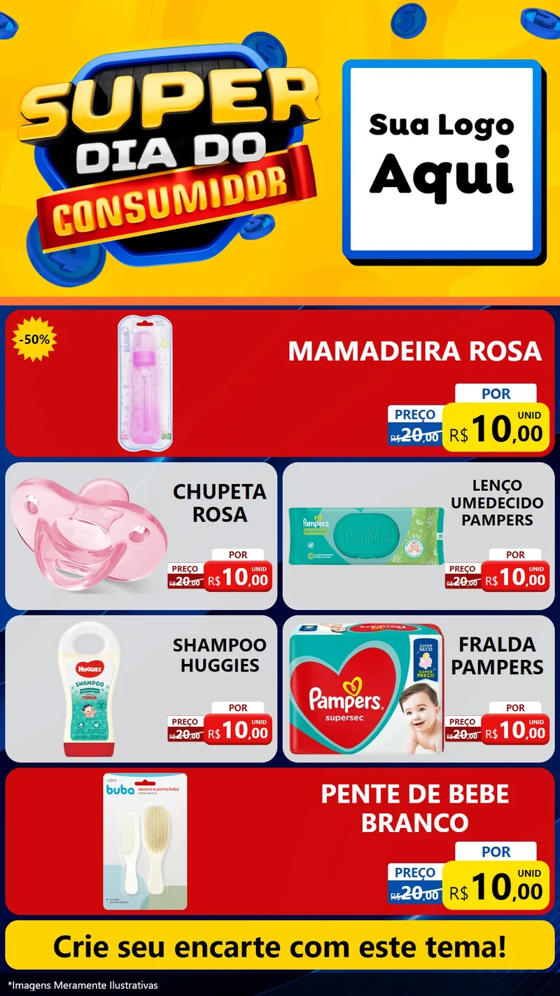 Modelo de TV para TV Vertical com o tema Super Dia do Consumidor para Bebês