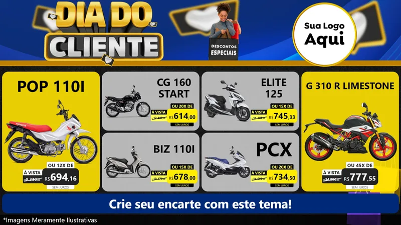 Modelo de TV para TV Horizontal com o tema Dia Do Cliente para Concessionaria de Motos