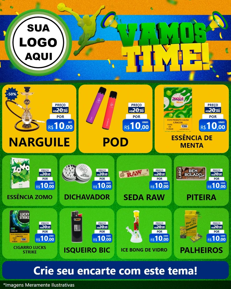 Modelo de Rede Social para Feed Instagram com o tema Vamos Time! para Tabacaria