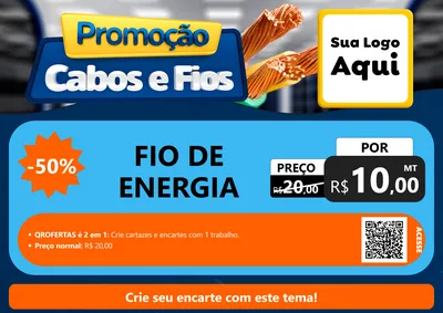 Modelo de Cartaz para Cartaz A4 Horizontal com o tema Promoção Cabos e Fios - Construção / Elétrica para Materiais Elétricos