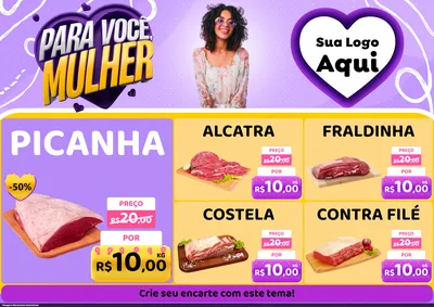 Modelo de Encarte para Encarte A4 Horizontal com o tema Para Você, Mulher para Açougue