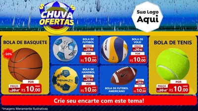 Modelo de TV para TV Horizontal com o tema Chuva de Ofertas para Artigos Esportivos