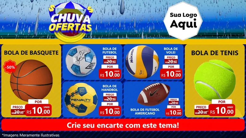 Modelo de TV para TV Horizontal com o tema Chuva de Ofertas para Artigos Esportivos