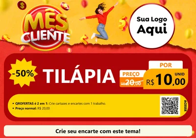 Modelo de Cartaz para Cartaz A4 Horizontal com o tema Mês do Cliente para Peixaria