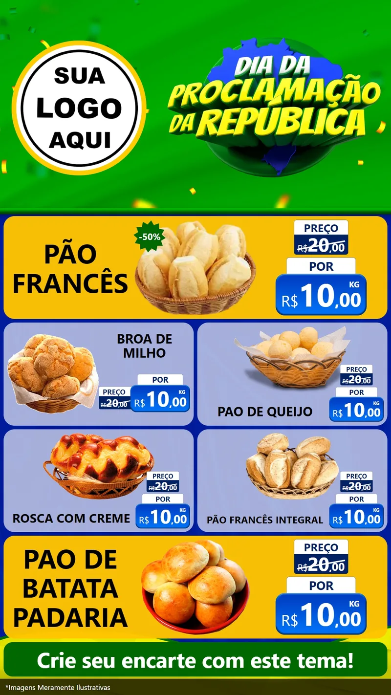 Modelo de TV para TV Vertical com o tema Dia Da Proclamação Da República para Padaria