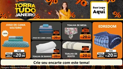 Modelo de TV para TV Horizontal com o tema Torra Tudo Janeiro para Cama, Mesa e Banho