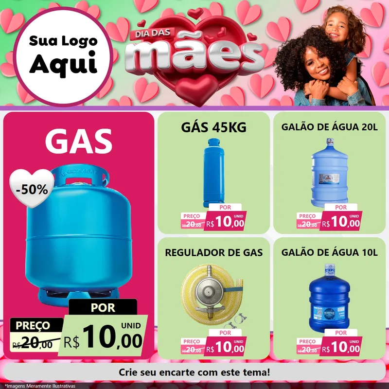 Modelo de Rede Social para Feed Facebook com o tema Dia das Mães para Água e gás