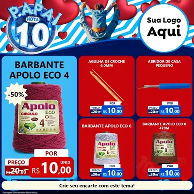 Modelo de Rede Social para Feed Facebook com o tema Papai Nota 10 para Armarinho e Aviamentos