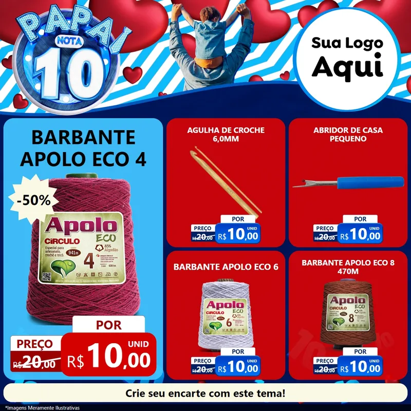Modelo de Rede Social para Feed Facebook com o tema Papai Nota 10 para Armarinho e Aviamentos