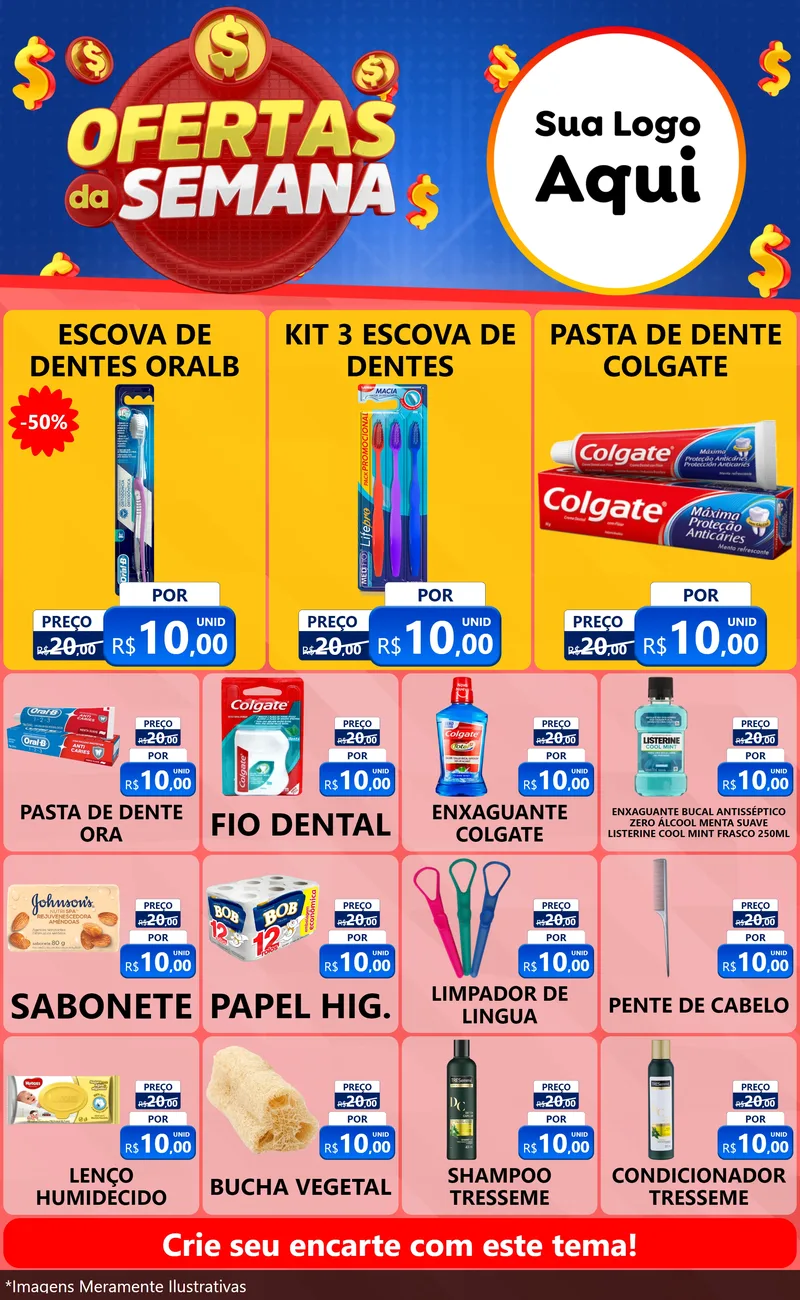 Modelo de Encarte para Encarte Grande com o tema Ofertas Da Semana para Higiene Pessoal