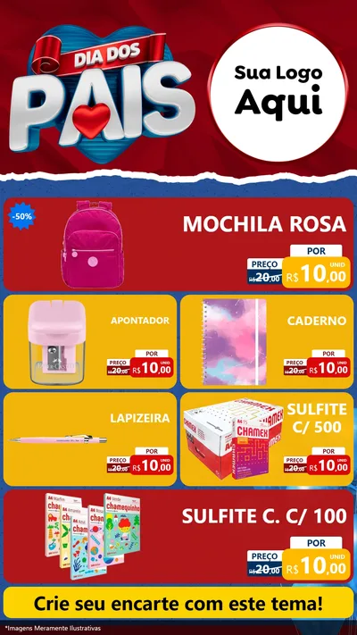 Modelo de TV para TV Vertical com o tema Dia dos Pais para Papelaria