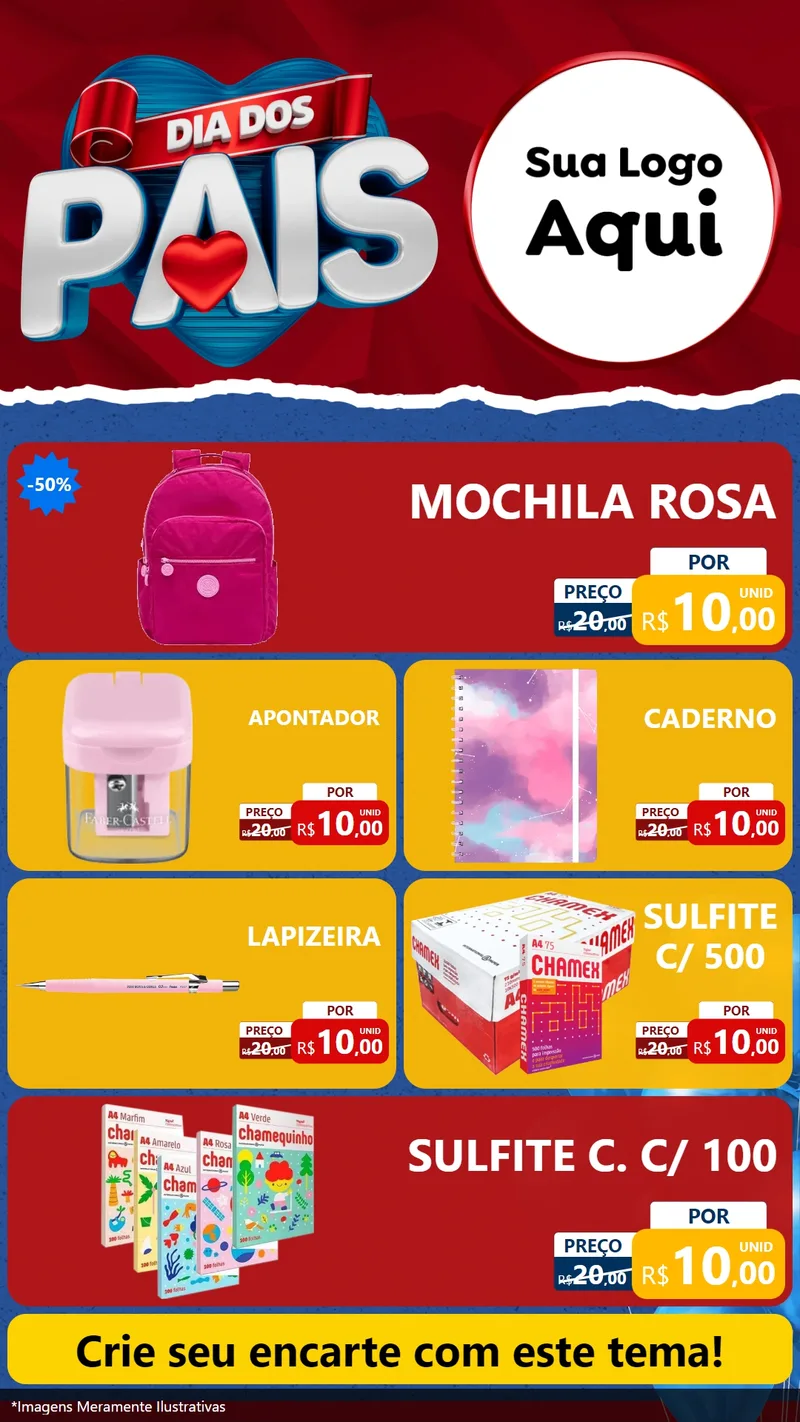 Modelo de TV para TV Vertical com o tema Dia dos Pais para Papelaria